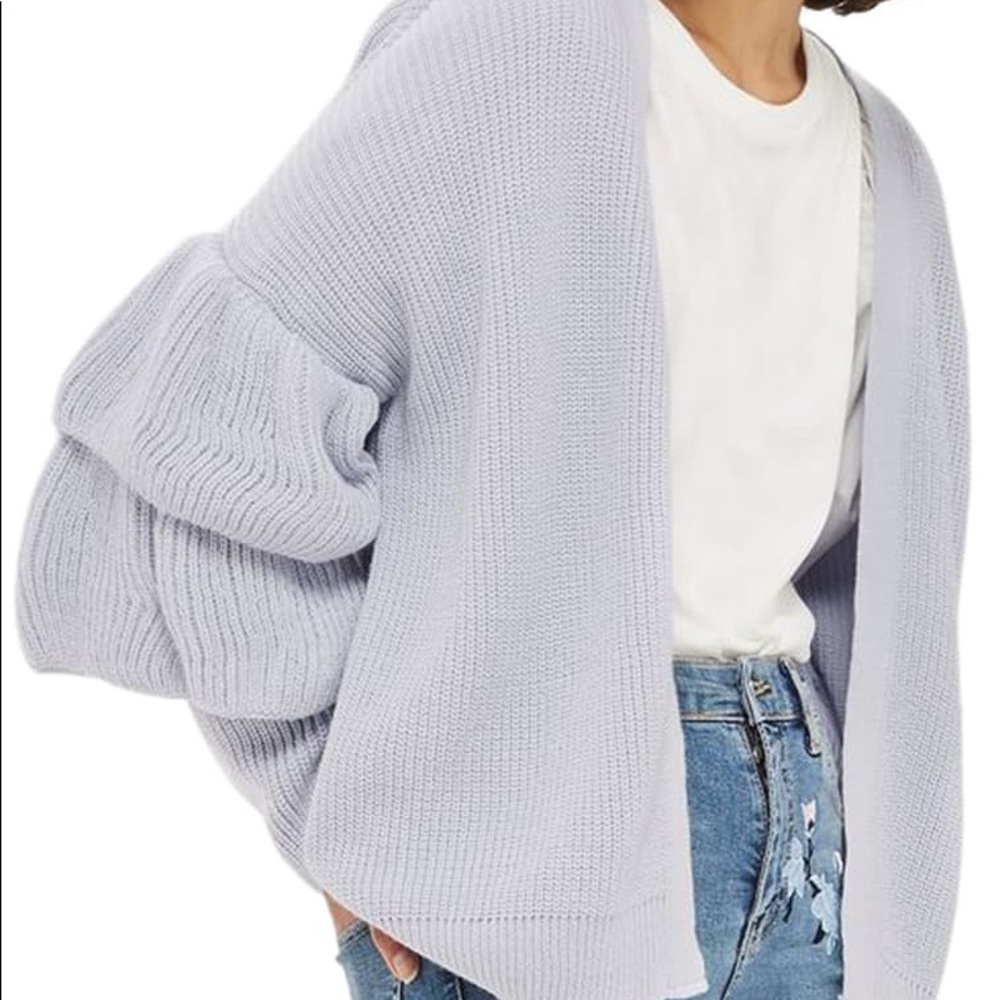 Topshop Layered Ruffle Sleeve Cardigan - Picture 2 of 7